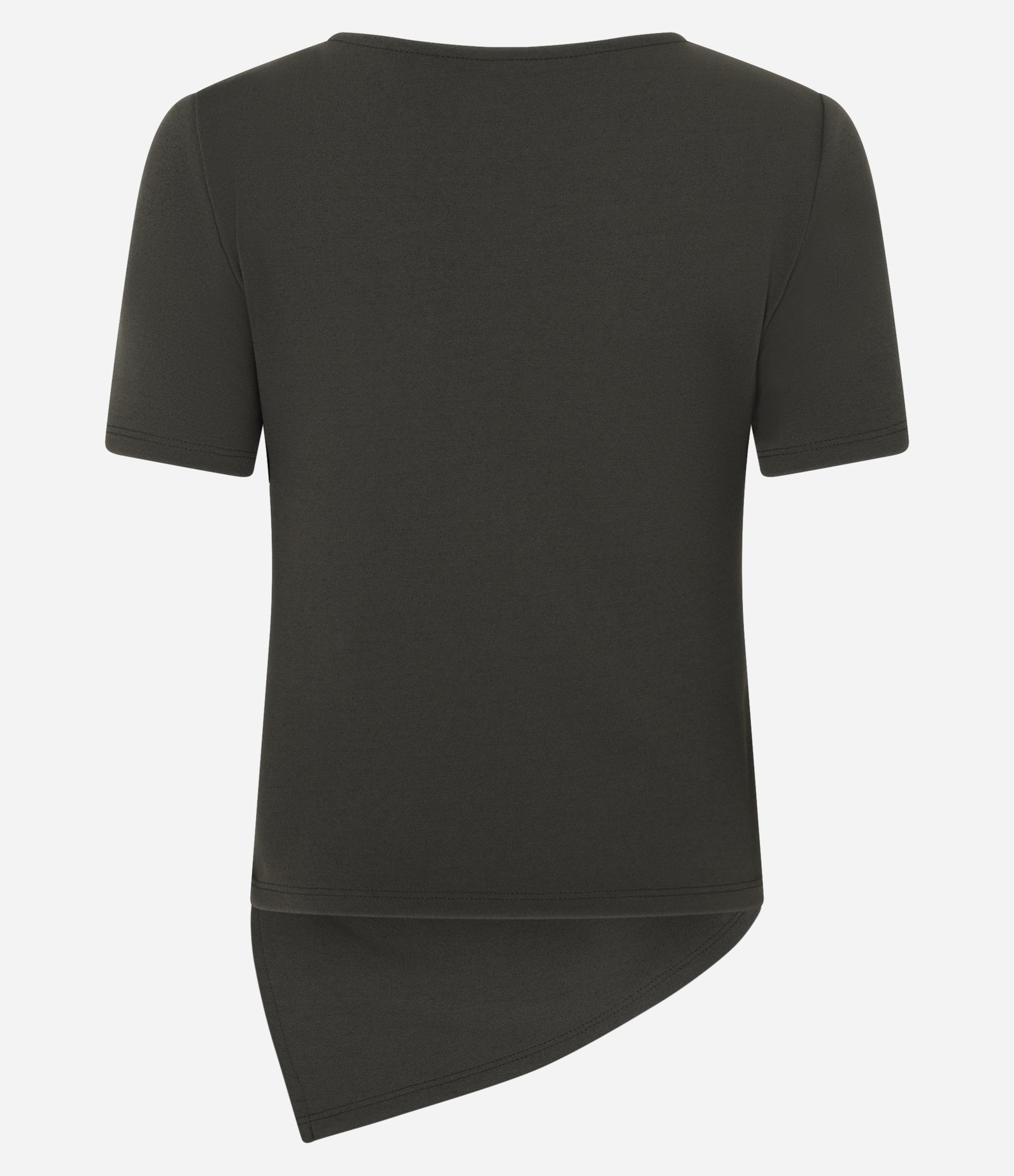 Blusa em Crepe com Drapeados no Ombro e Barra Assimétrica Verde 6