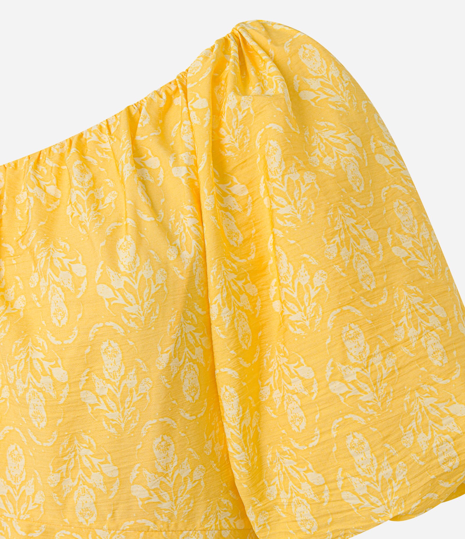 Vestido Balonê Ombro Só em Tricoline com Estampa Floral Amarelo 8