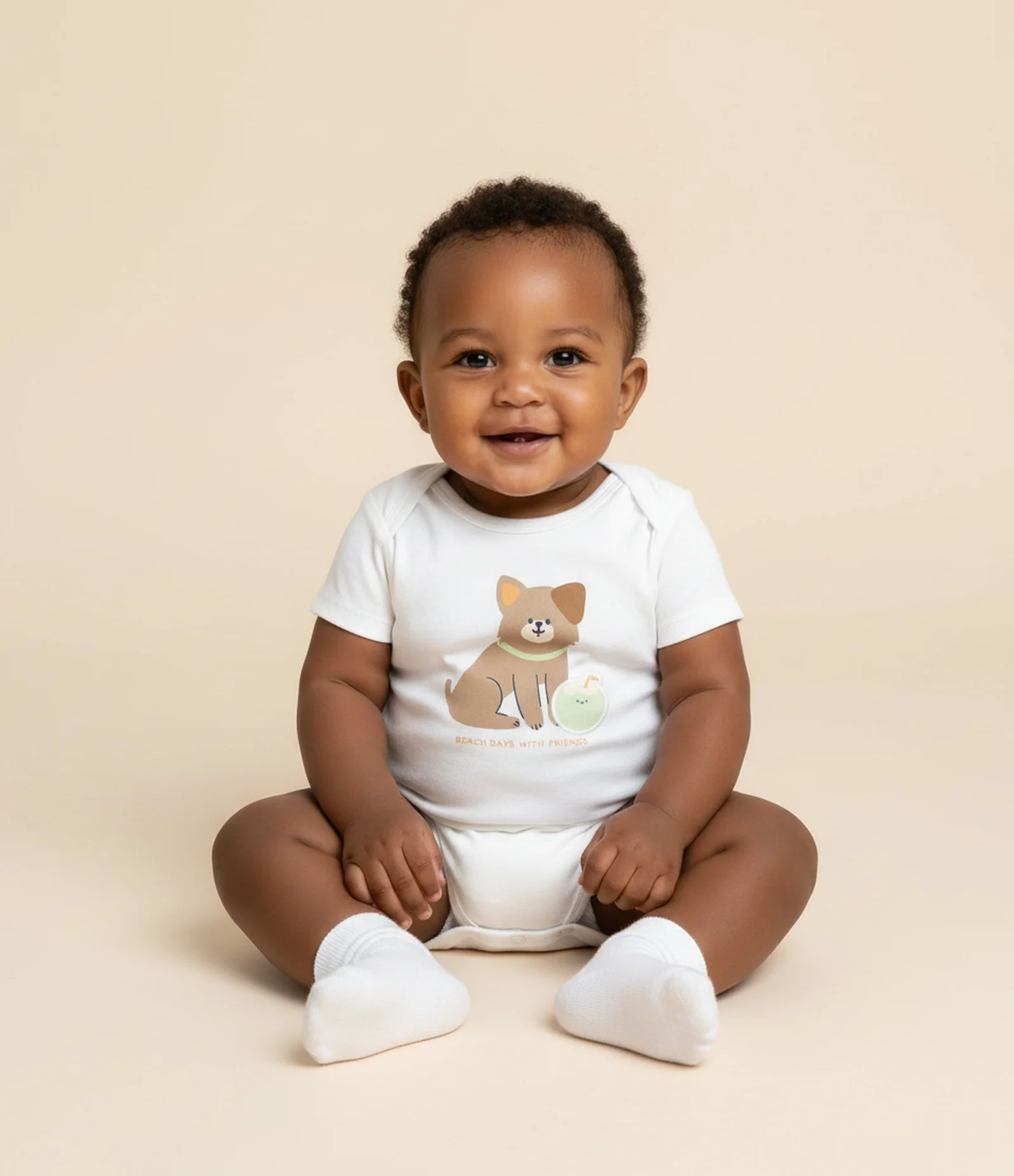 Body Infantil com Estampa Cachorrinho - Tam 0 a 18 meses Branco 1