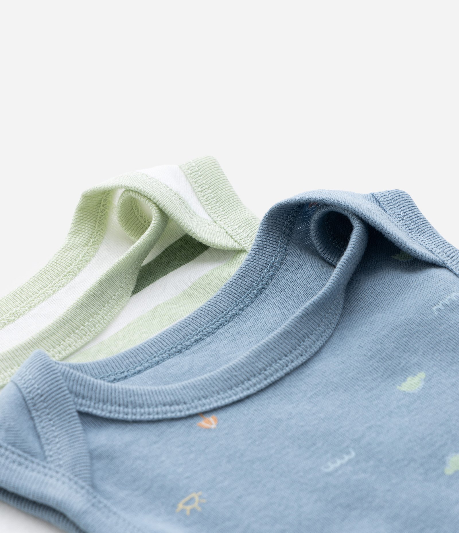 Kit 02 Bodies Infantis com Estampa Listrada - Tam 0 a 18 meses Azul/Verde 5