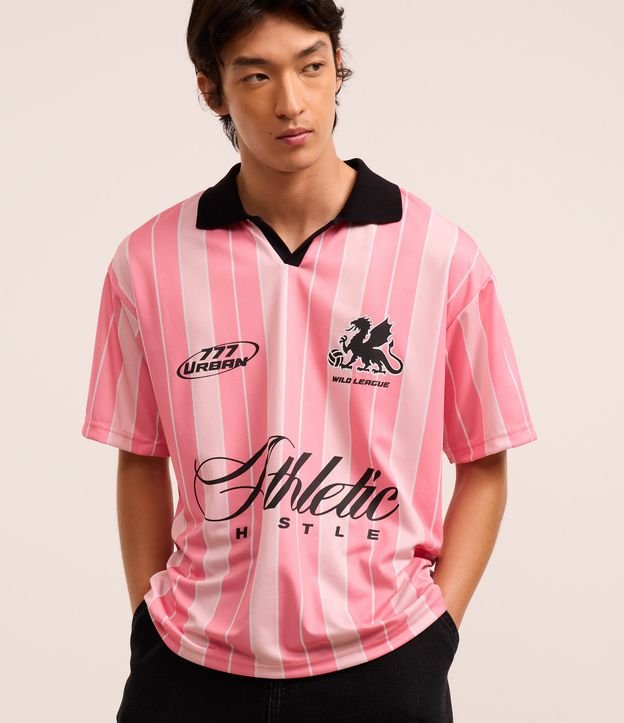 Camisa Polo Boxy Sportcore Estampa Lettering Athletic