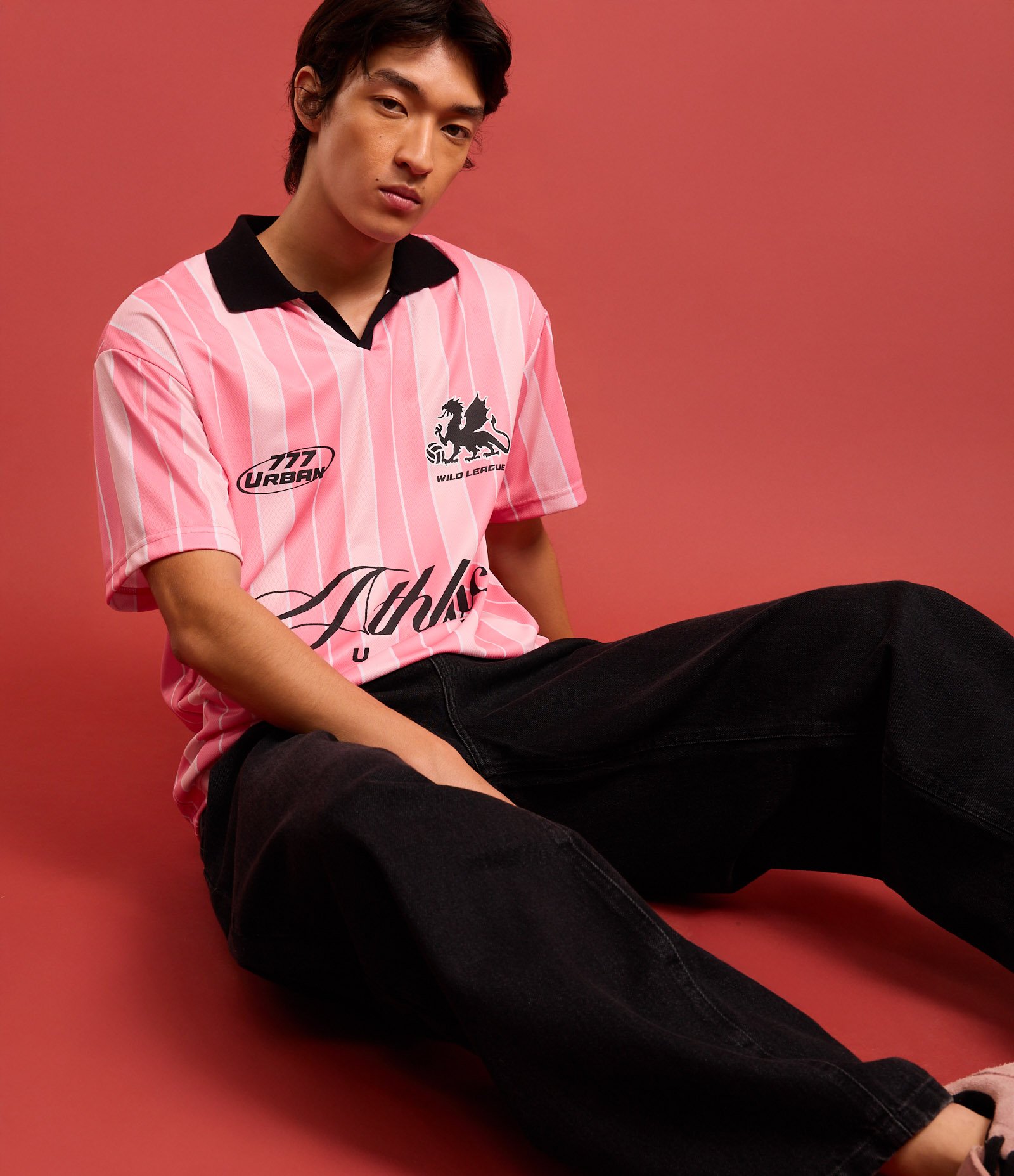 Camisa Polo Boxy Sportcore Estampa Lettering Athletic Rosa 3