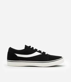 Tênis Skate em Material Sintético com Recorte Contrastantes