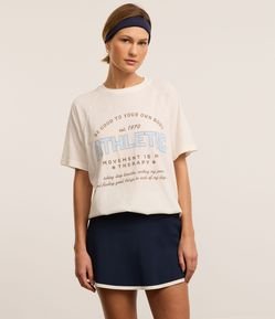 Camiseta Alongada Esportiva em Algodão com Estampa Athletic