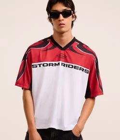 Camiseta Boxy Esportiva em Tecnologia Dry com Estampa Vintage