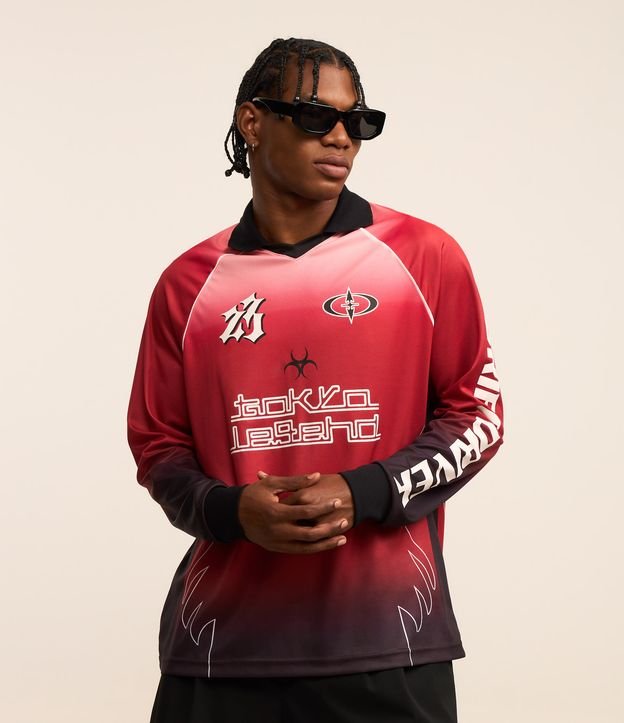 Camisa Boxy Esportiva Com Estampa Degradê