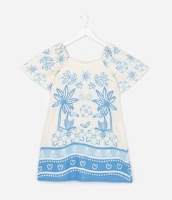 Vestido Infantil em Viscolinho com Estampa Tropical - Tam 5 a 14 Anos