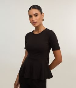 Blusa Peplum em Ribana com Babado na Barra