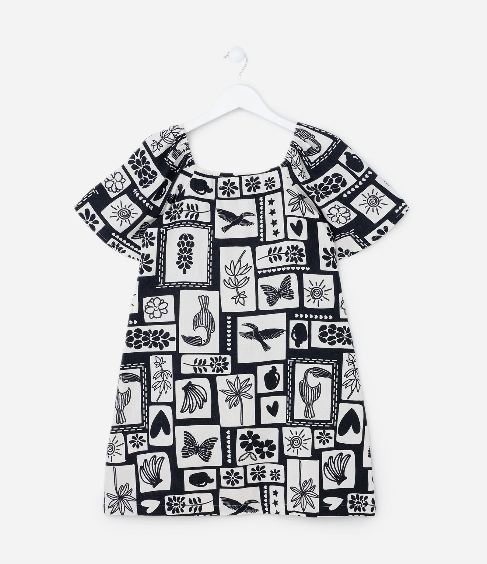 Vestido Infantil em Viscolinho com Manga Borboleta e Estampado - Tam 5 a 14 Anos Bege 3