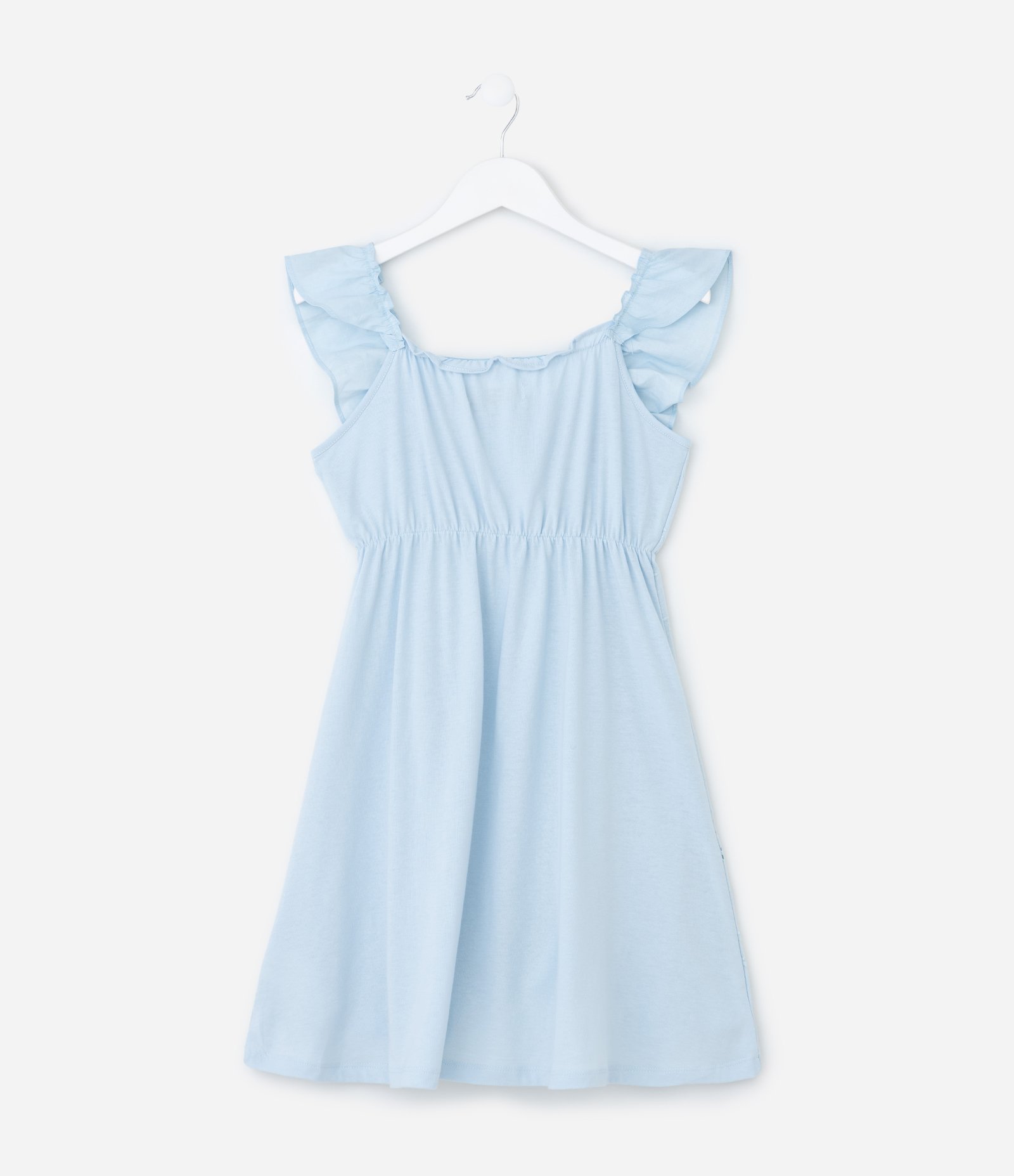 Vestido Infantil em Laise com Bordado de Flores - Tam 5 a 14 Anos Azul 2