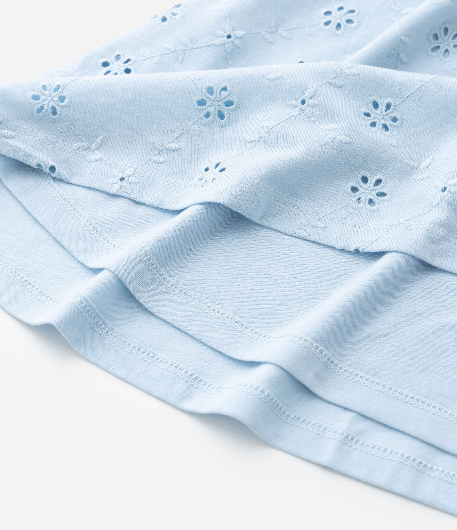 Vestido Infantil em Laise com Bordado de Flores - Tam 5 a 14 Anos Azul 5