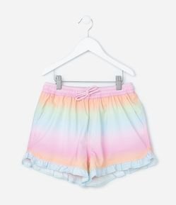 Short Regular Infantil em Microfibra com Estampa Tie Dye -Tam 5 a 14 Anos