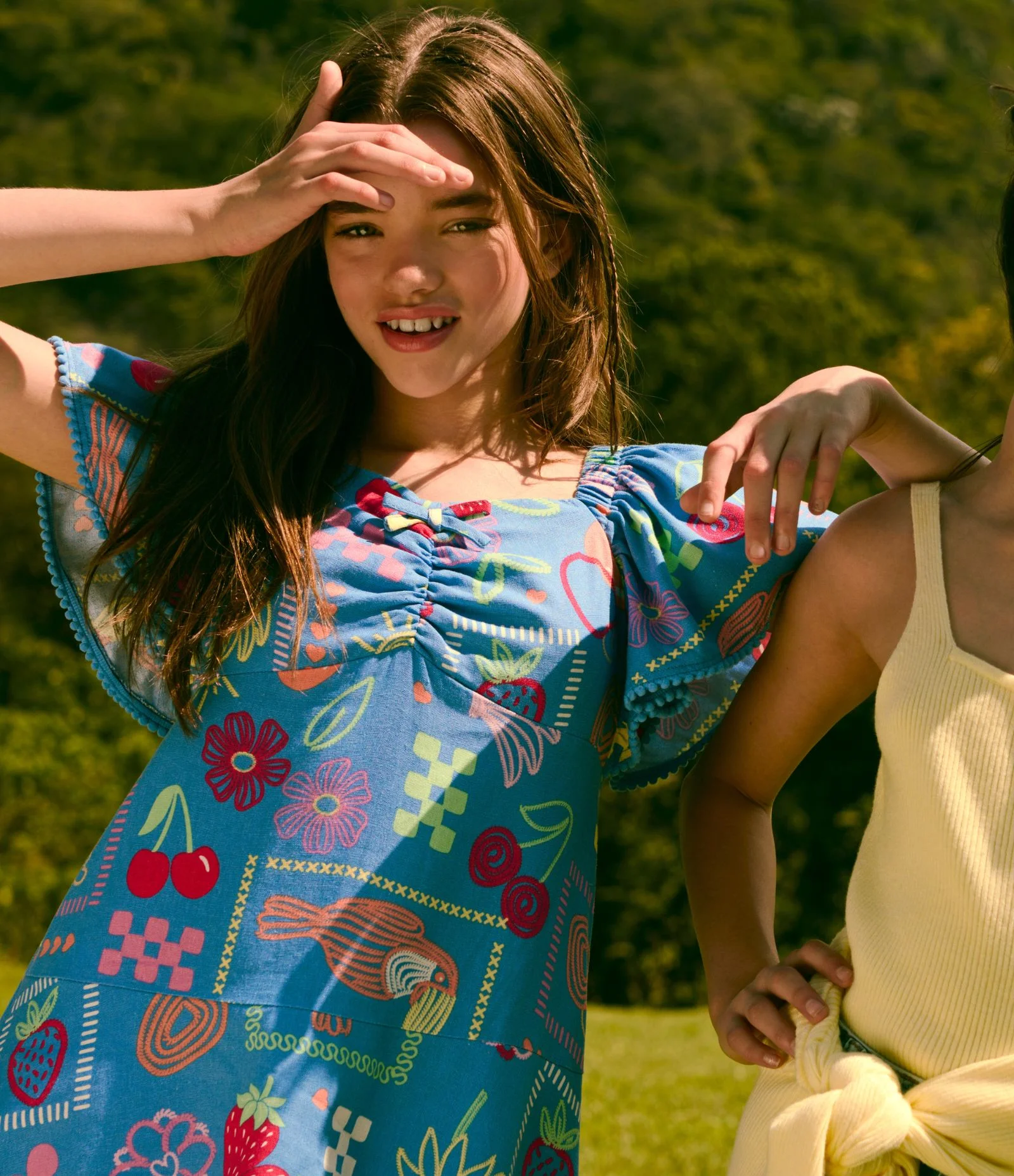 Vestido Infantil em Viscolinho com Estampa Divertida - Tam 5 a 14 Anos Azul 1