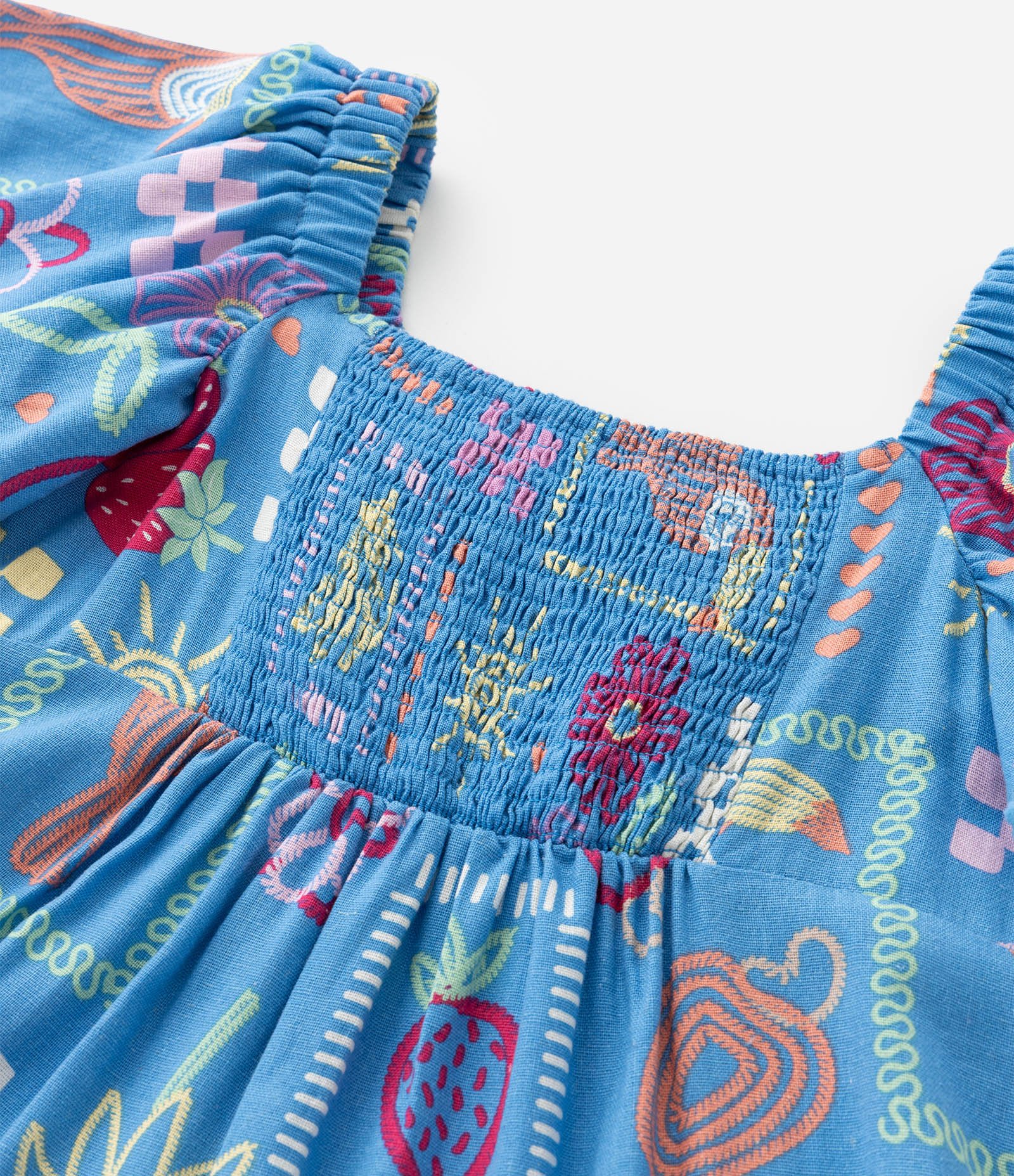 Vestido Infantil em Viscolinho com Estampa Divertida - Tam 5 a 14 Anos Azul 7