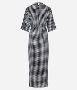 Vestido Longo Reto em Chiffon com Elástico Interno e Estampa Geométrica