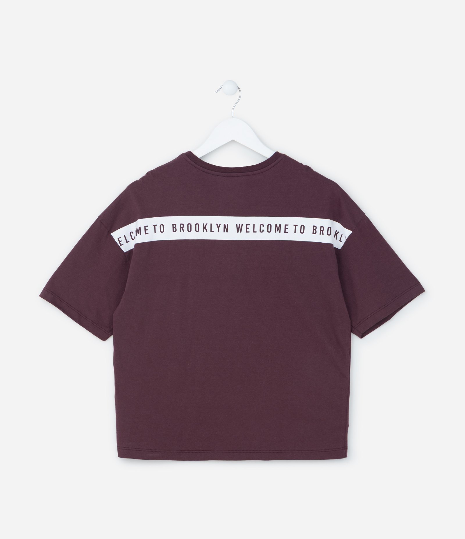 Camiseta Infantil com Lettering Frente e Costas - Tam 5 a 14 Anos Vermelho Bordô 2