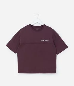 Camiseta Infantil com Lettering Frente e Costas - Tam 5 a 14 Anos