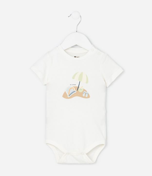 Body Infantil com Estampa de Praia Interativa - Tam 0 a 18 Meses