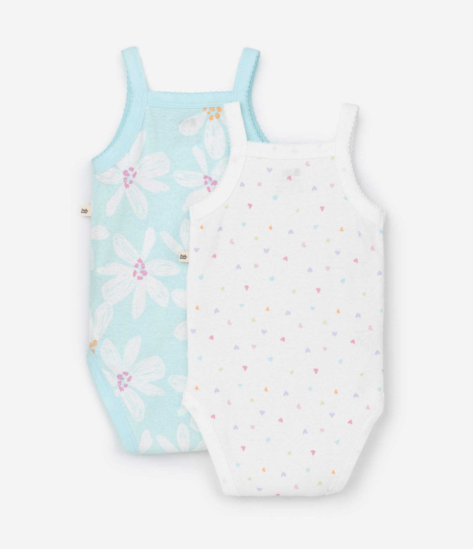 Kit 02 Bodies Infantis em Ribana com Estampa - Tam 0 a 18 meses Azul/Branco 2