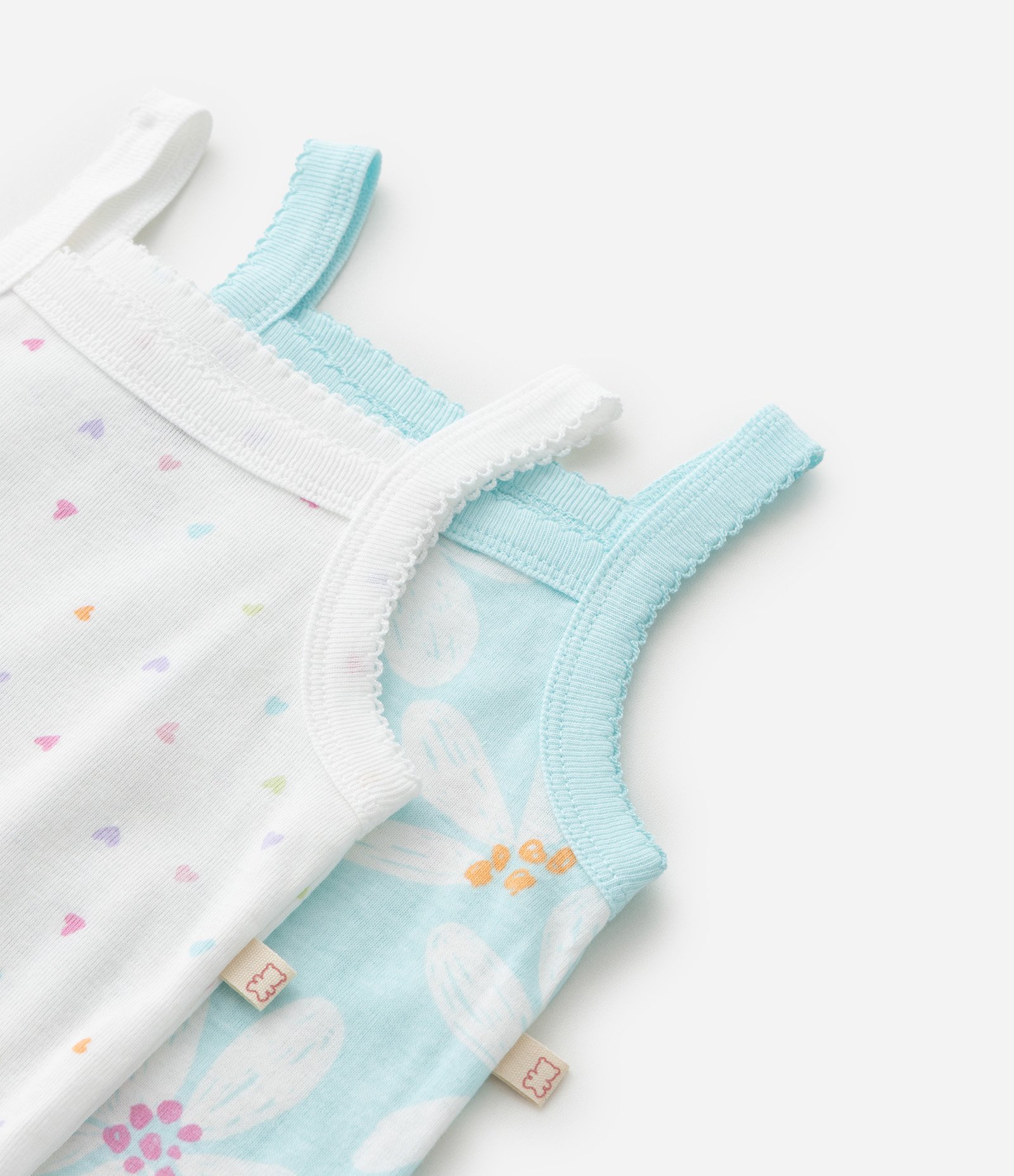 Kit 02 Bodies Infantis em Ribana com Estampa - Tam 0 a 18 meses Azul/Branco 4