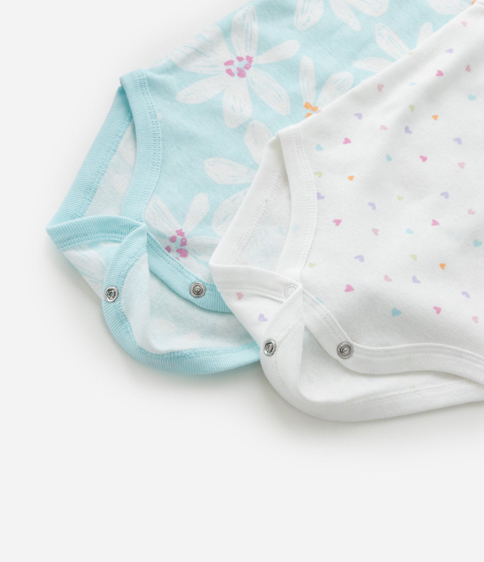 Kit 02 Bodies Infantis em Ribana com Estampa - Tam 0 a 18 meses Azul/Branco 5