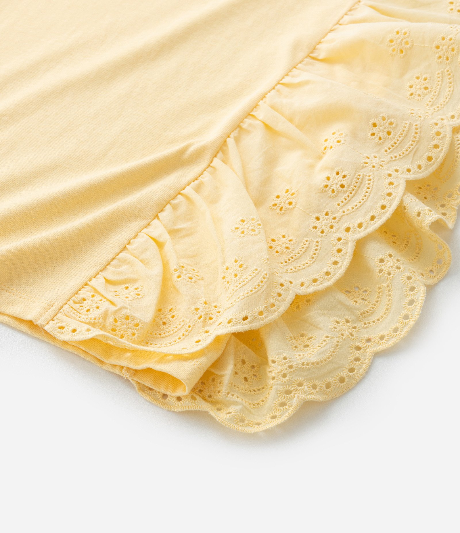Blusa Infantil em Cotton com Babado Broderie - Tam 5 a 14 Anos Amarelo 4