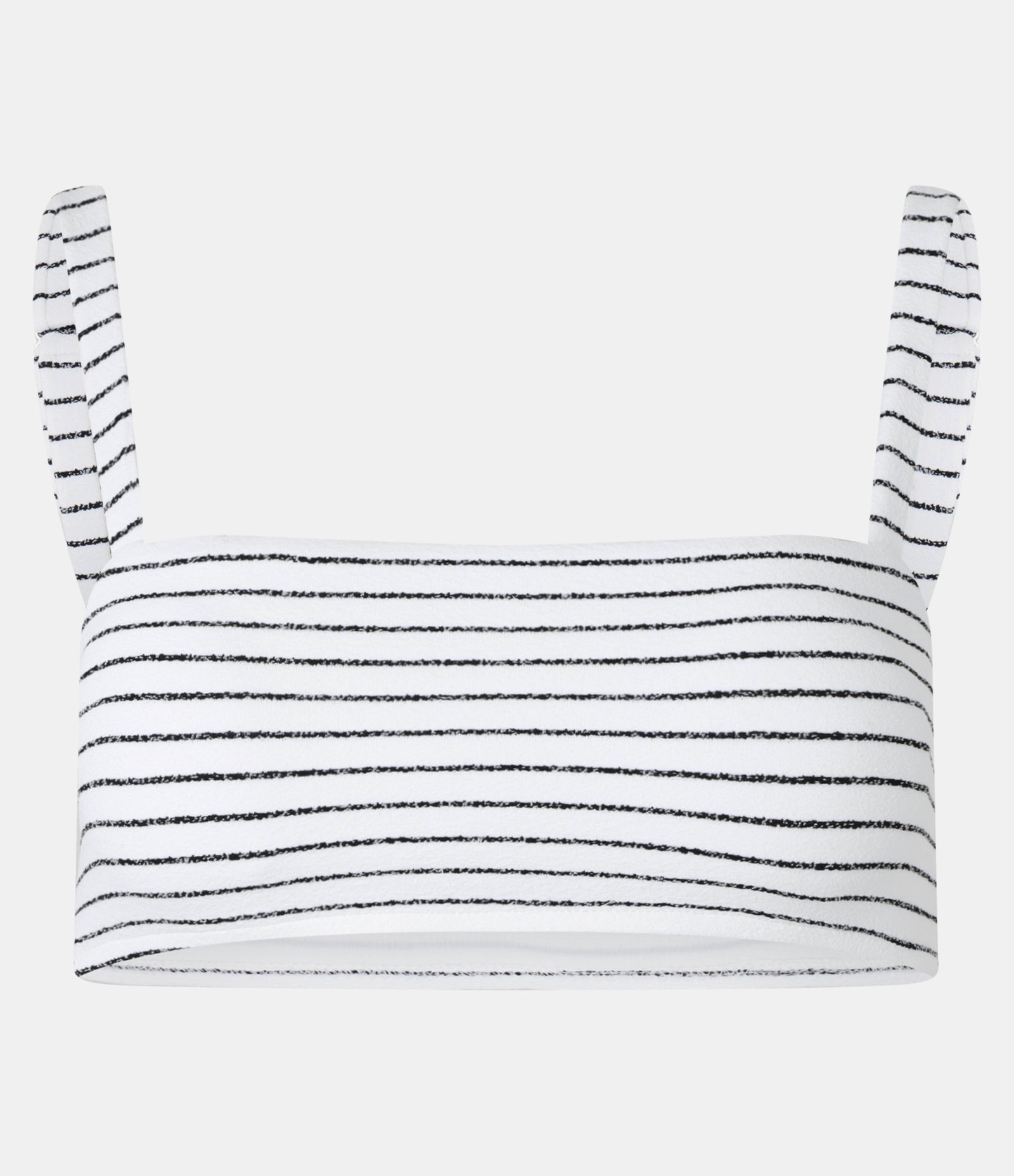 Biquíni Top Bandeau em Microfibra Canelada com Estampa Listrada Branco 5