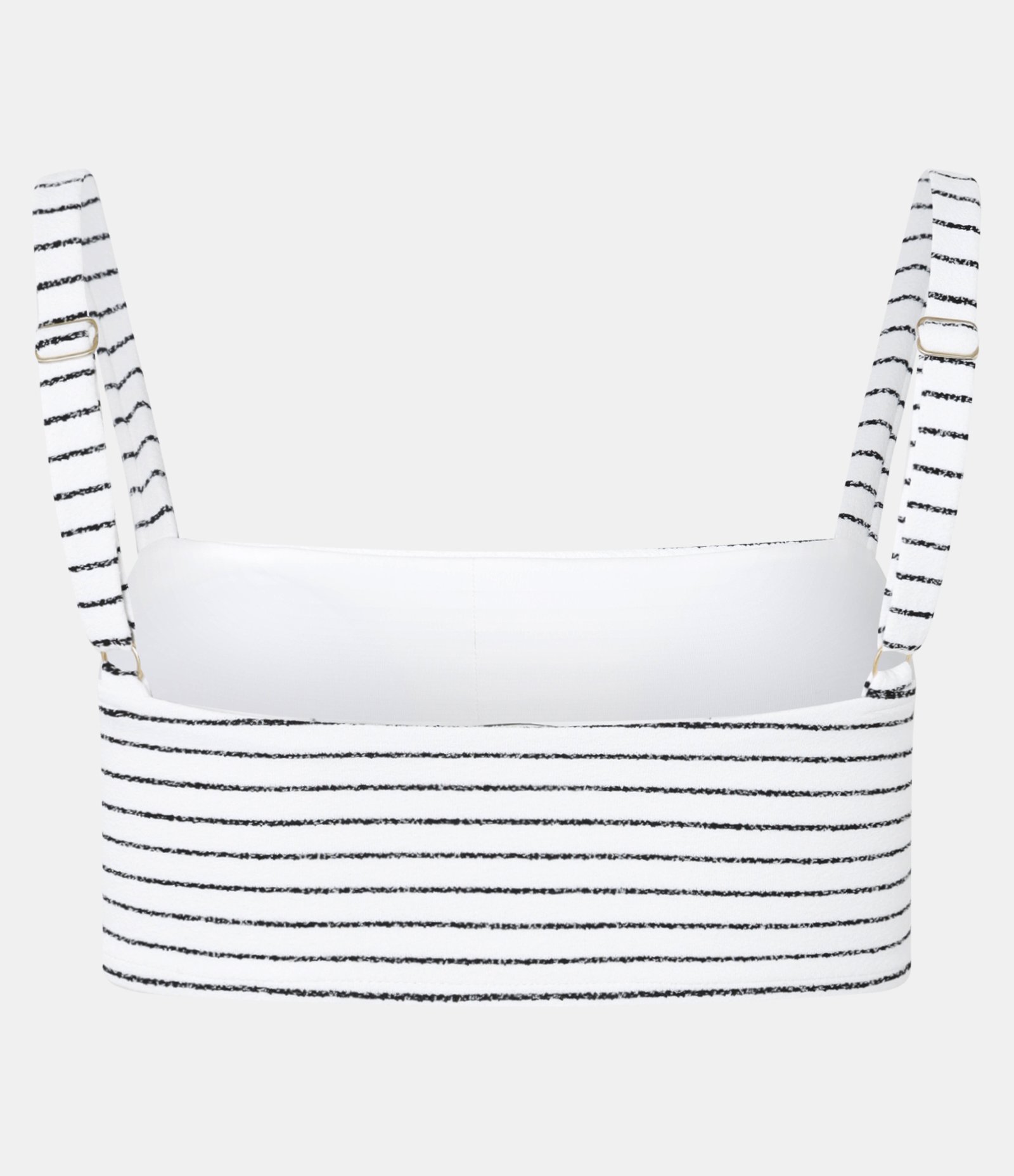 Biquíni Top Bandeau em Microfibra Canelada com Estampa Listrada Branco 6