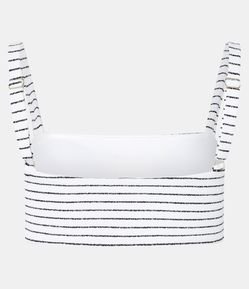 Biquíni Top Bandeau em Microfibra Canelada com Estampa Listrada