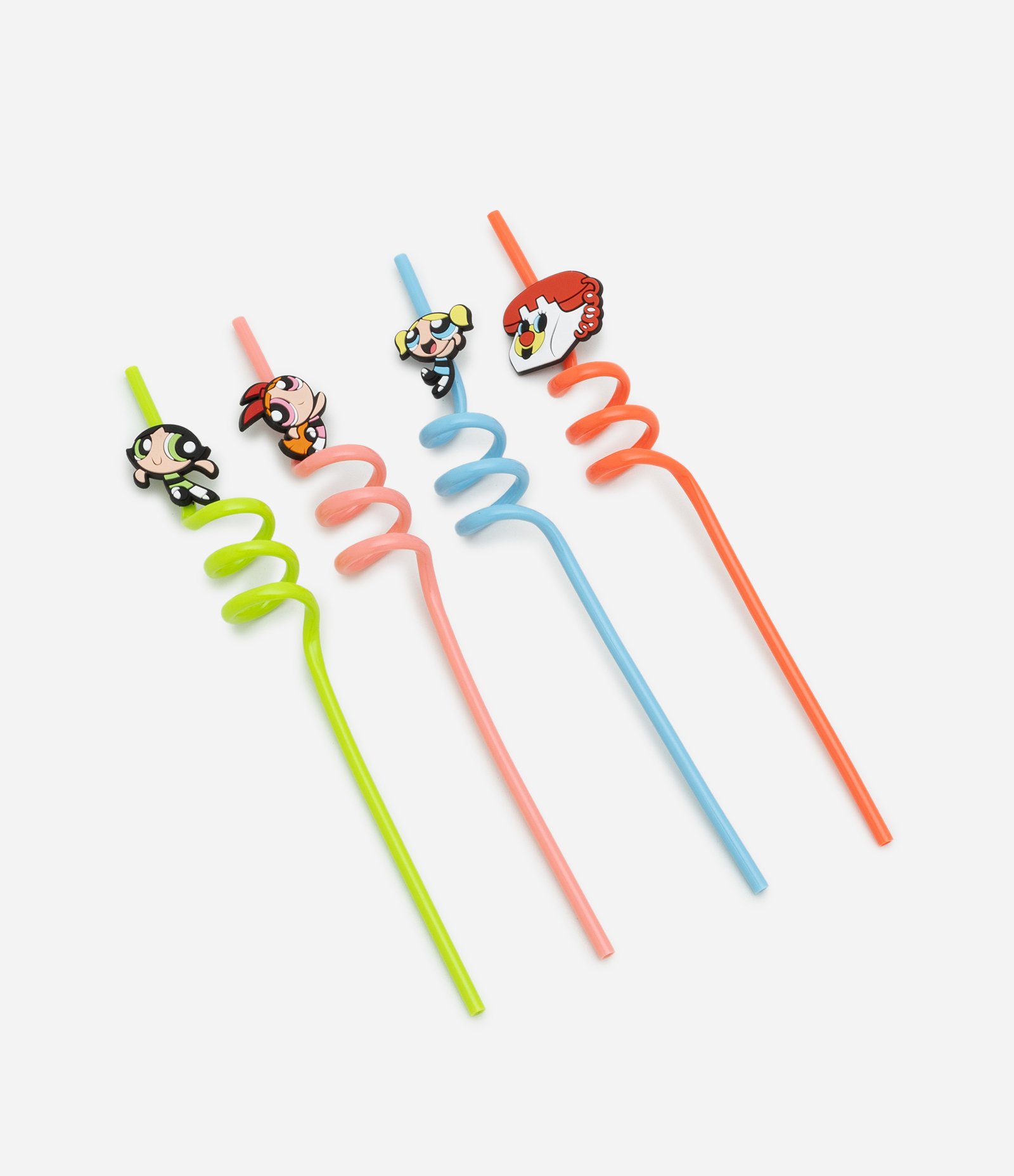 Kit 04 Canudos Reutilizáveis em Plástico Meninas Superpoderosas Multicores 1