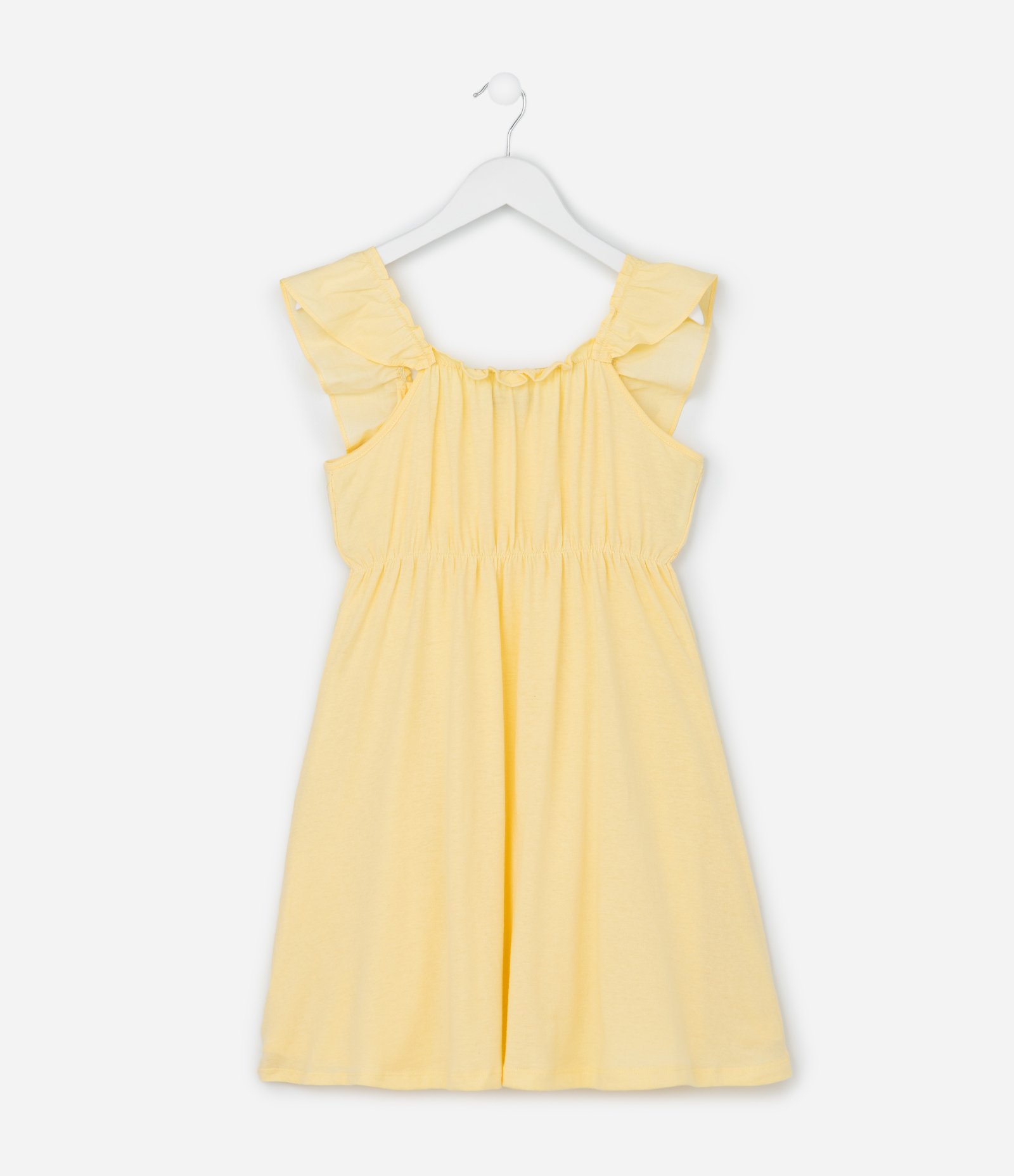 Vestido Infantil em Laise com Bordado de Flores - Tam 5 a 14 Anos Amarelo 2