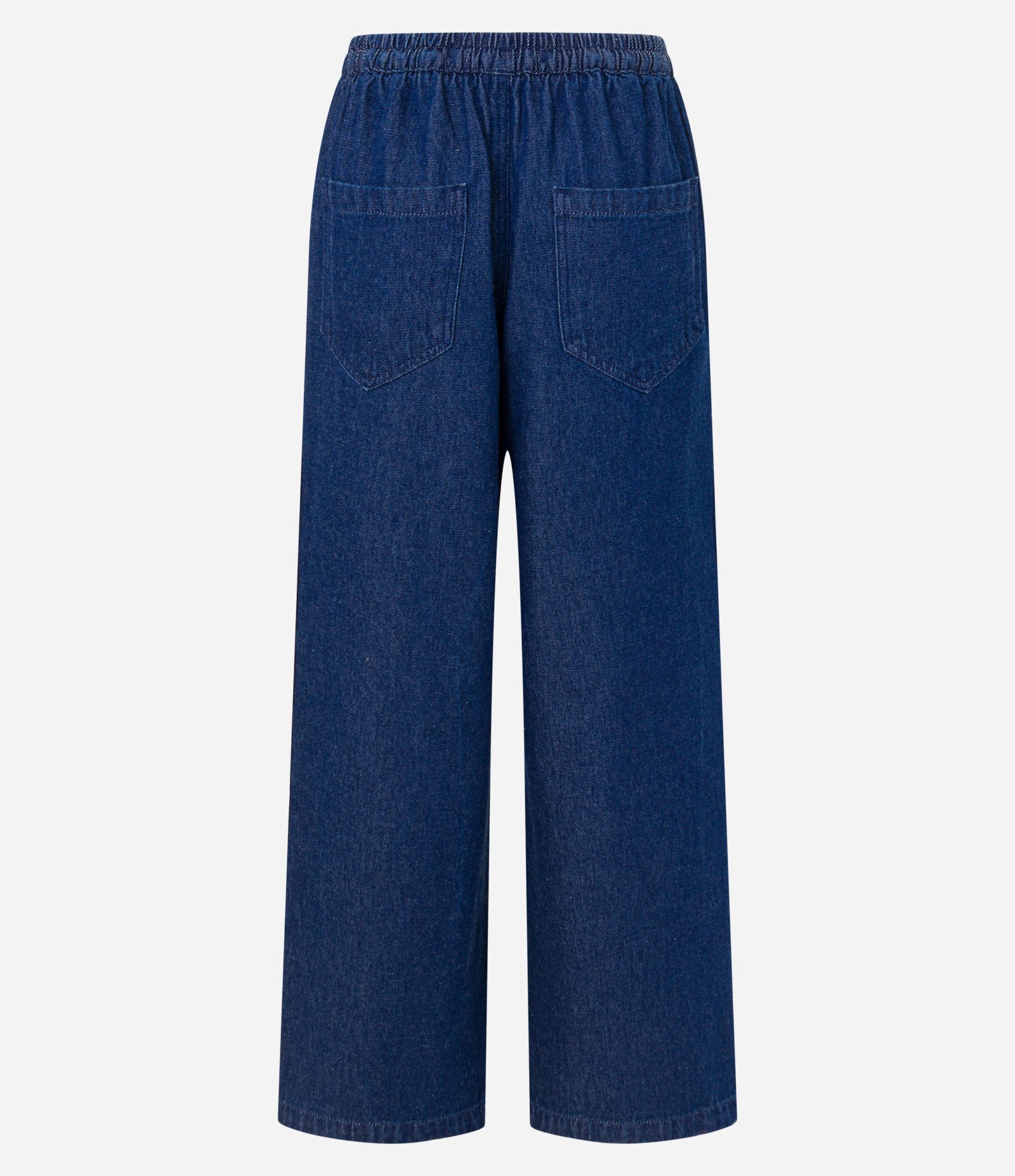 Calça Reta em Jeans com Amarração no Cós e Viés Contrastante na Lateral Azul 6