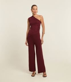 Calça Reta em Tricô com Elástico no Cós