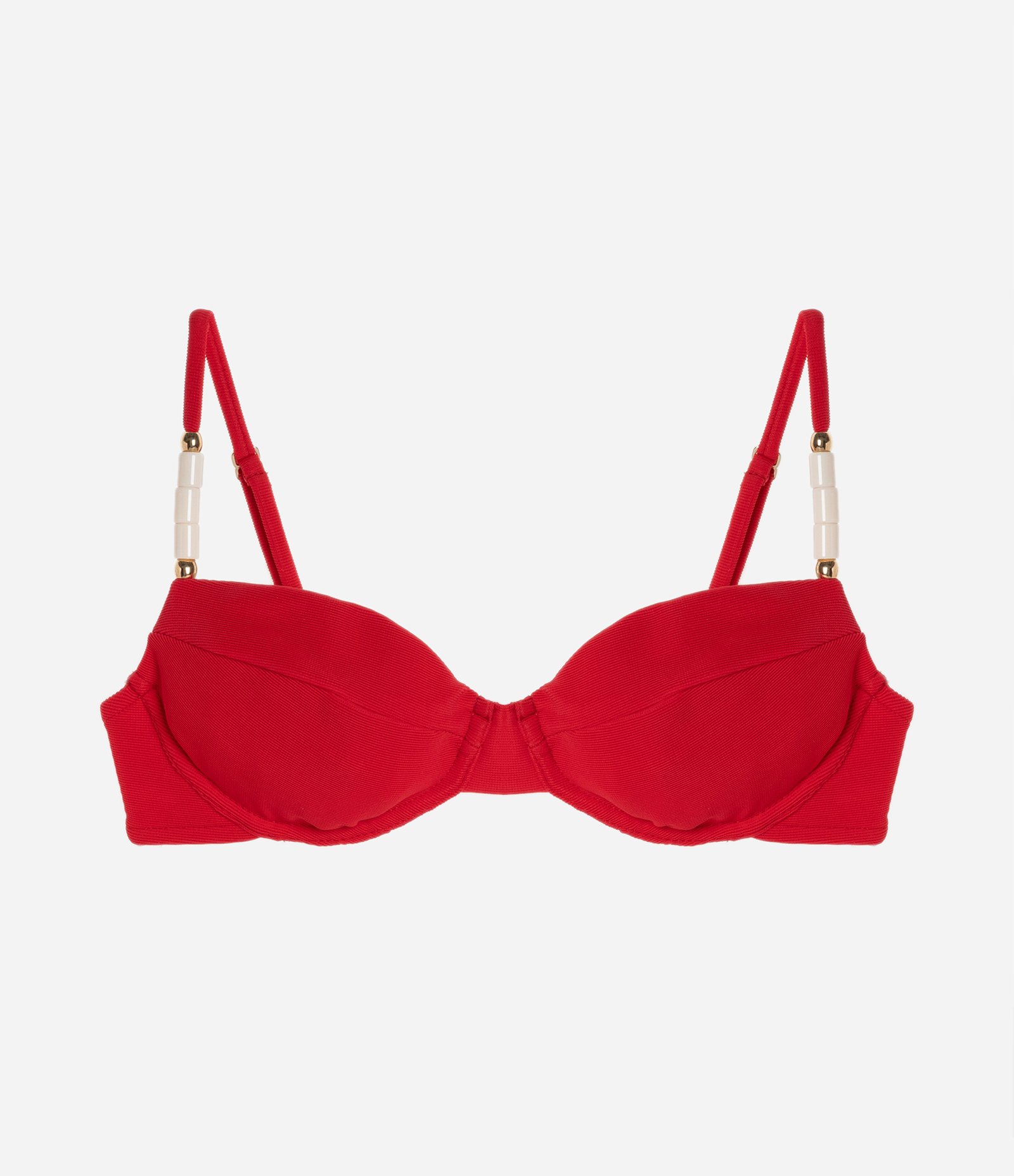 Biquíni Top Meia Taça em Microfibra com Miçangas Vermelho 5