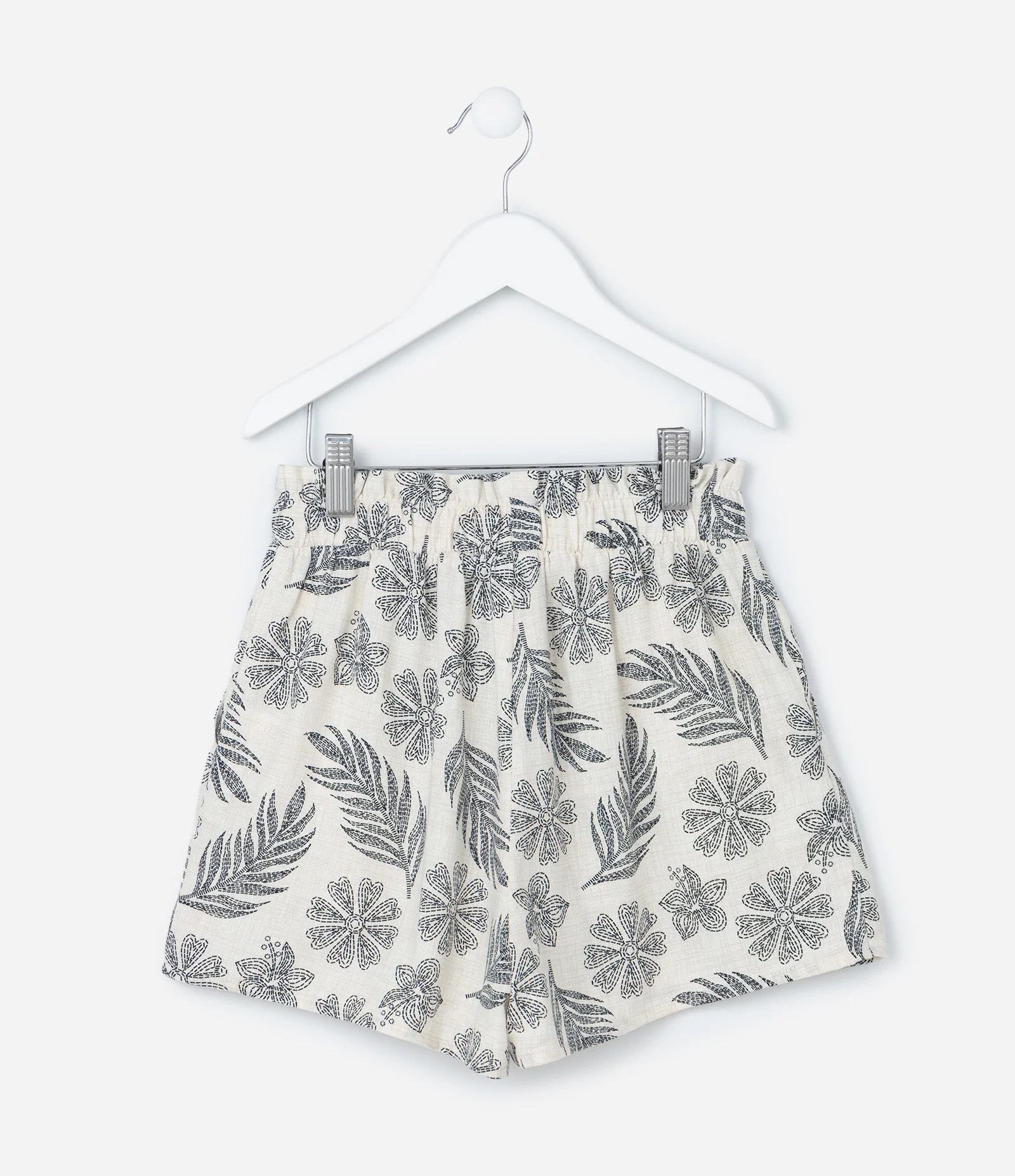 Short Clochard Infantil em Viscolinho Estampa Folhagens - Tam 5 a 14 Anos Bege 2