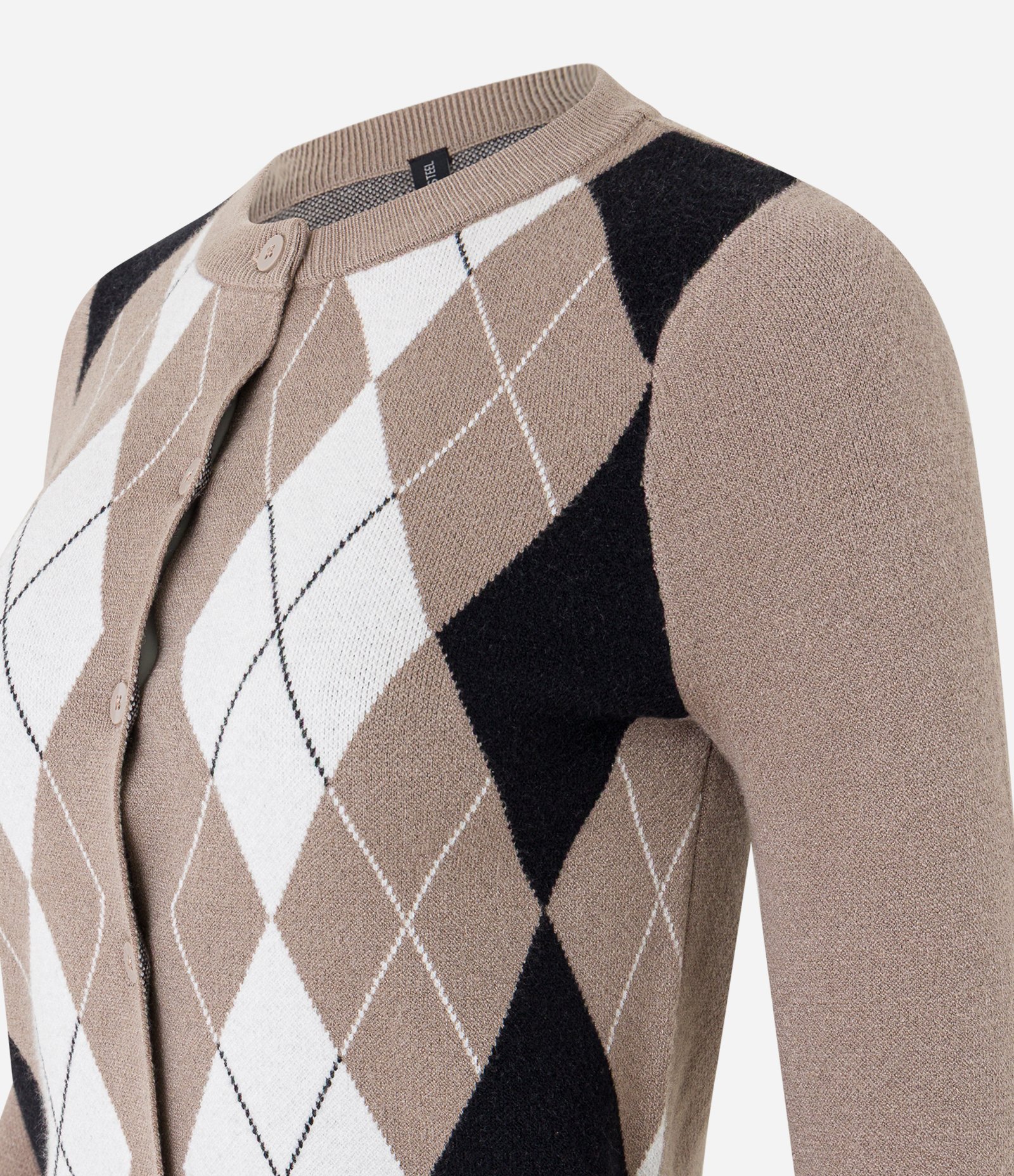 Cardigan em Tricô com Estampa Xadrez Marrom 5