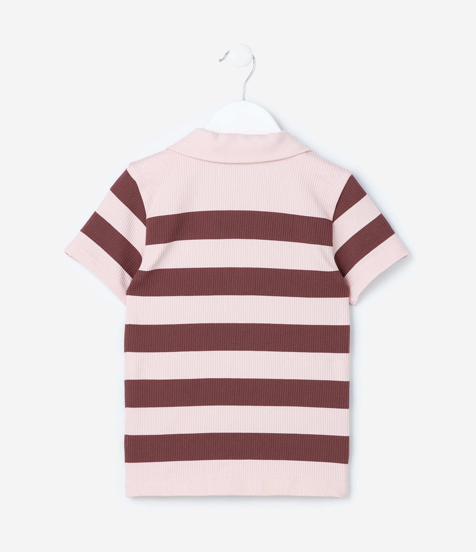 Camisa Infantil com Gola Polo Seamless - Tam 5 a 14 Anos Rosa/Marrom 3