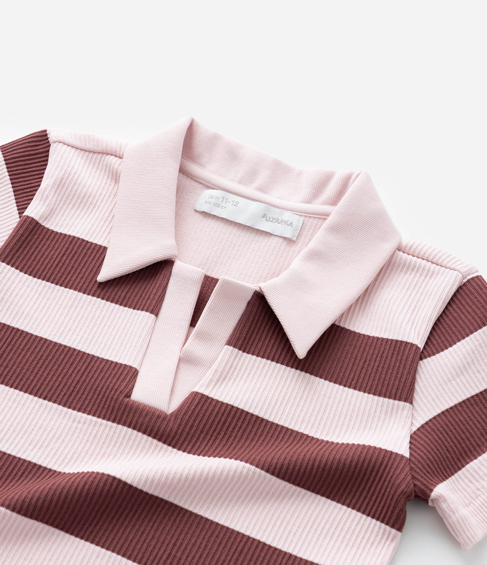 Camisa Infantil com Gola Polo Seamless - Tam 5 a 14 Anos Rosa/Marrom 7
