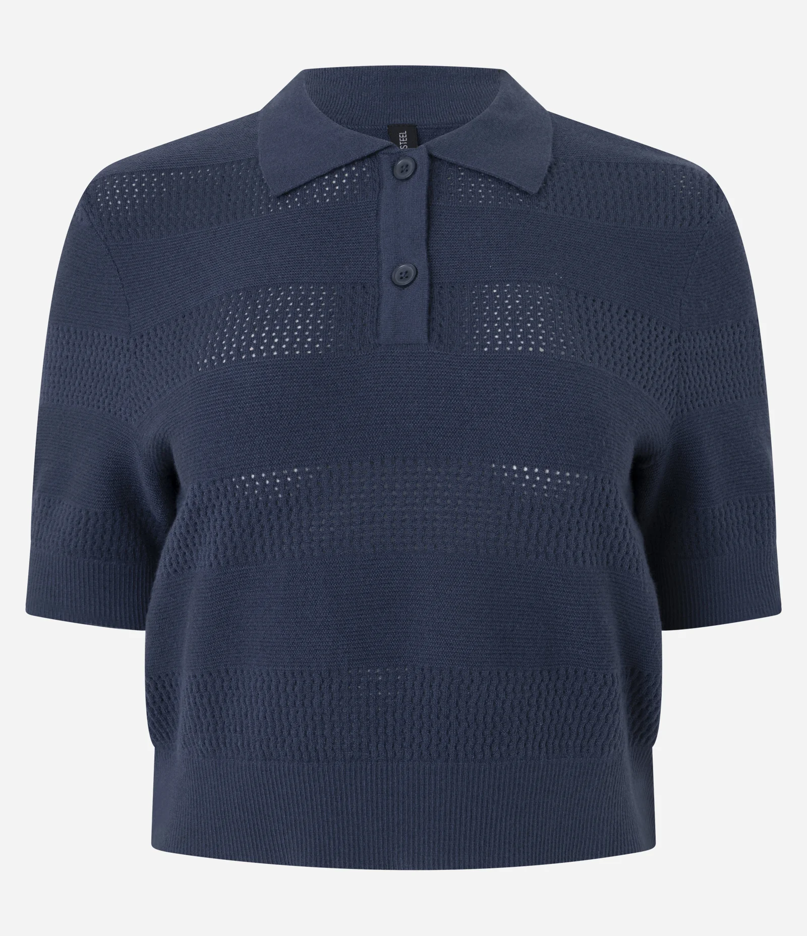 Blusa em Tricô com Gola Polo Azul 6