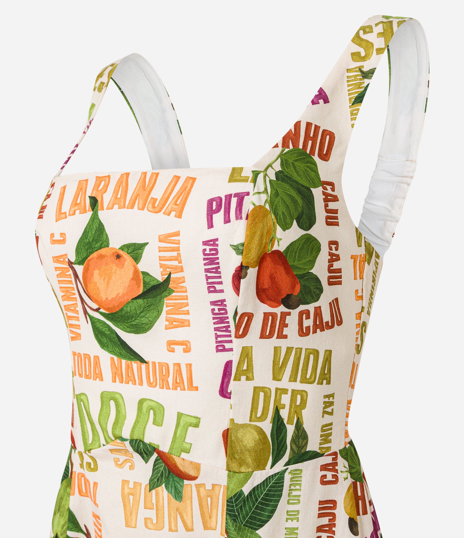Vestido Longo em Tricoline com Estampa Tropical Bege 8