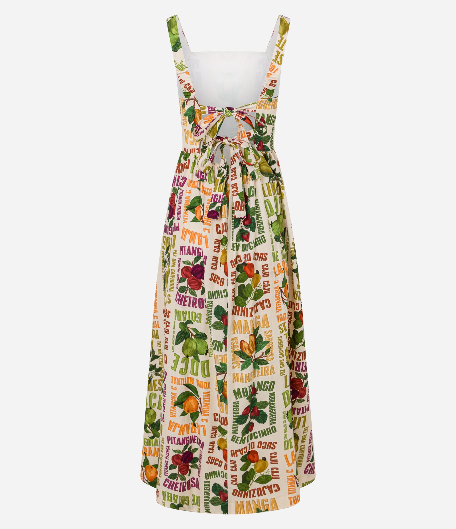 Vestido Longo em Tricoline com Estampa Tropical Bege 9