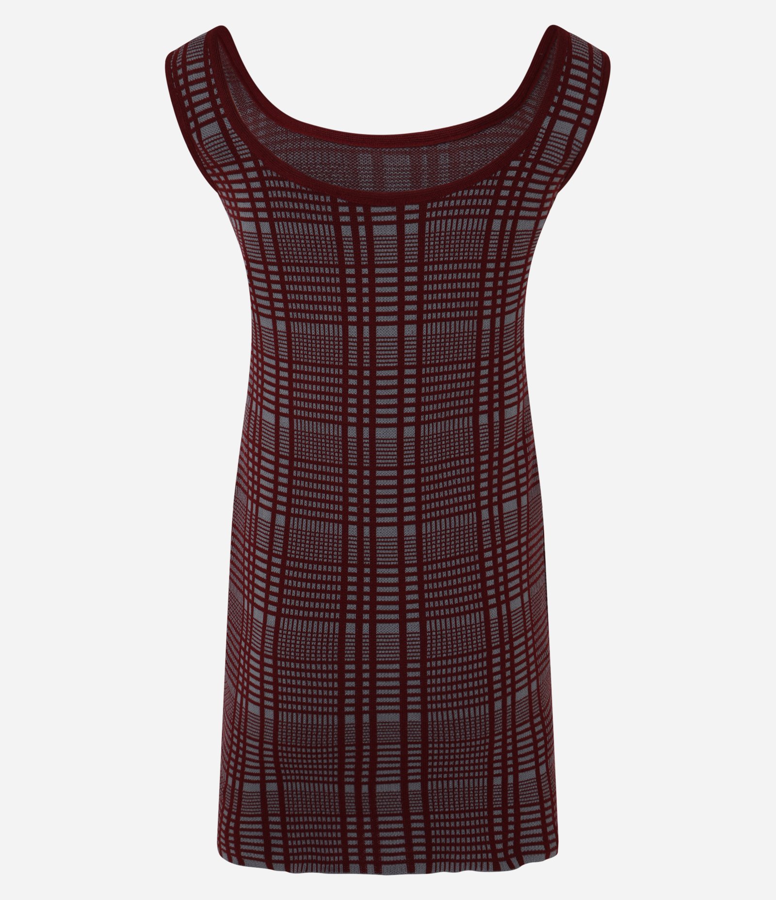 Vestido Curto em Tricô Xadrez com Alça Larga Marrom 2