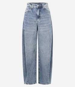 Calça Barrel em Jeans Marmorizado