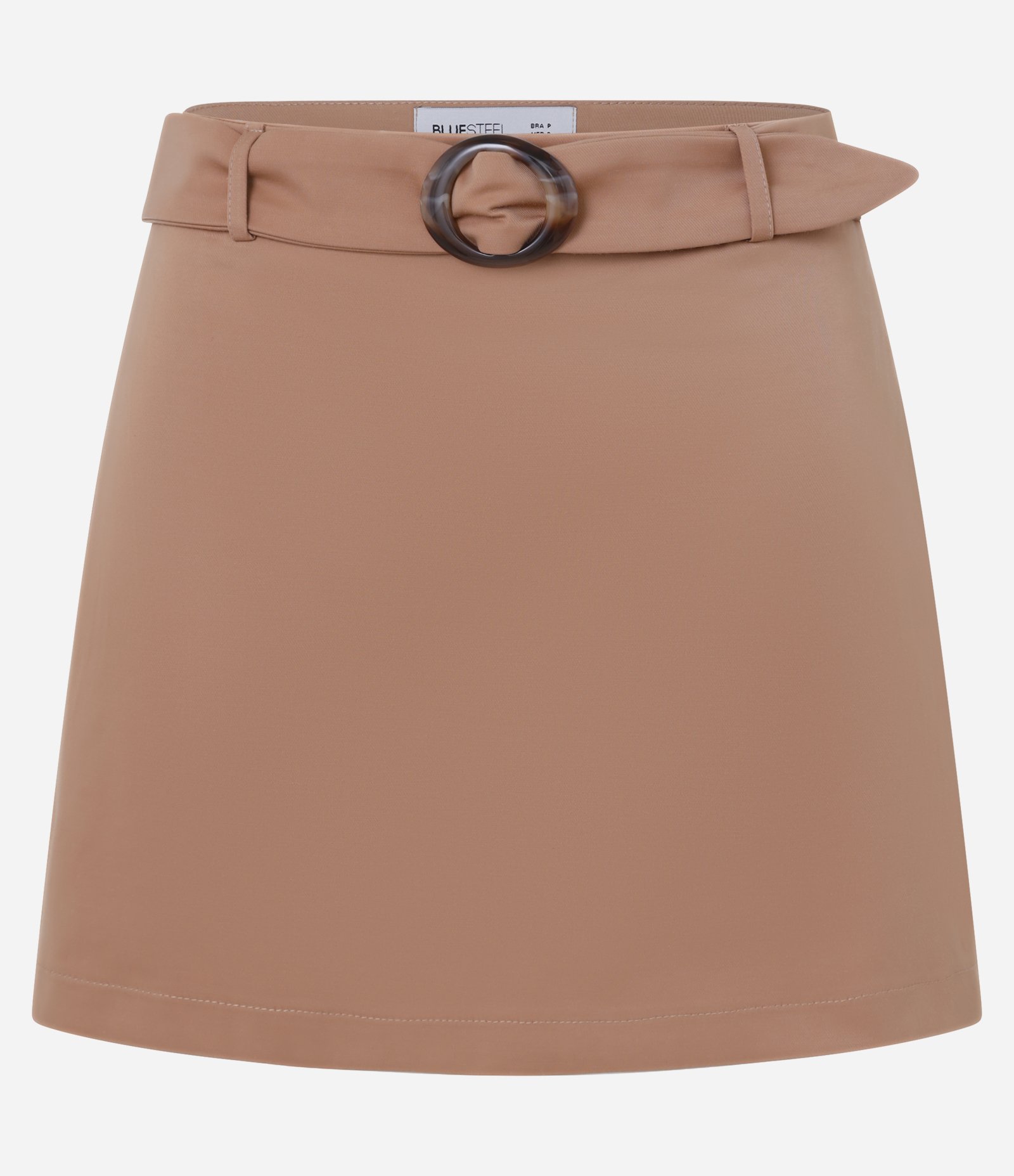 Short Saia Alfaiatado em Algodão com Cinto Marrom Claro 6