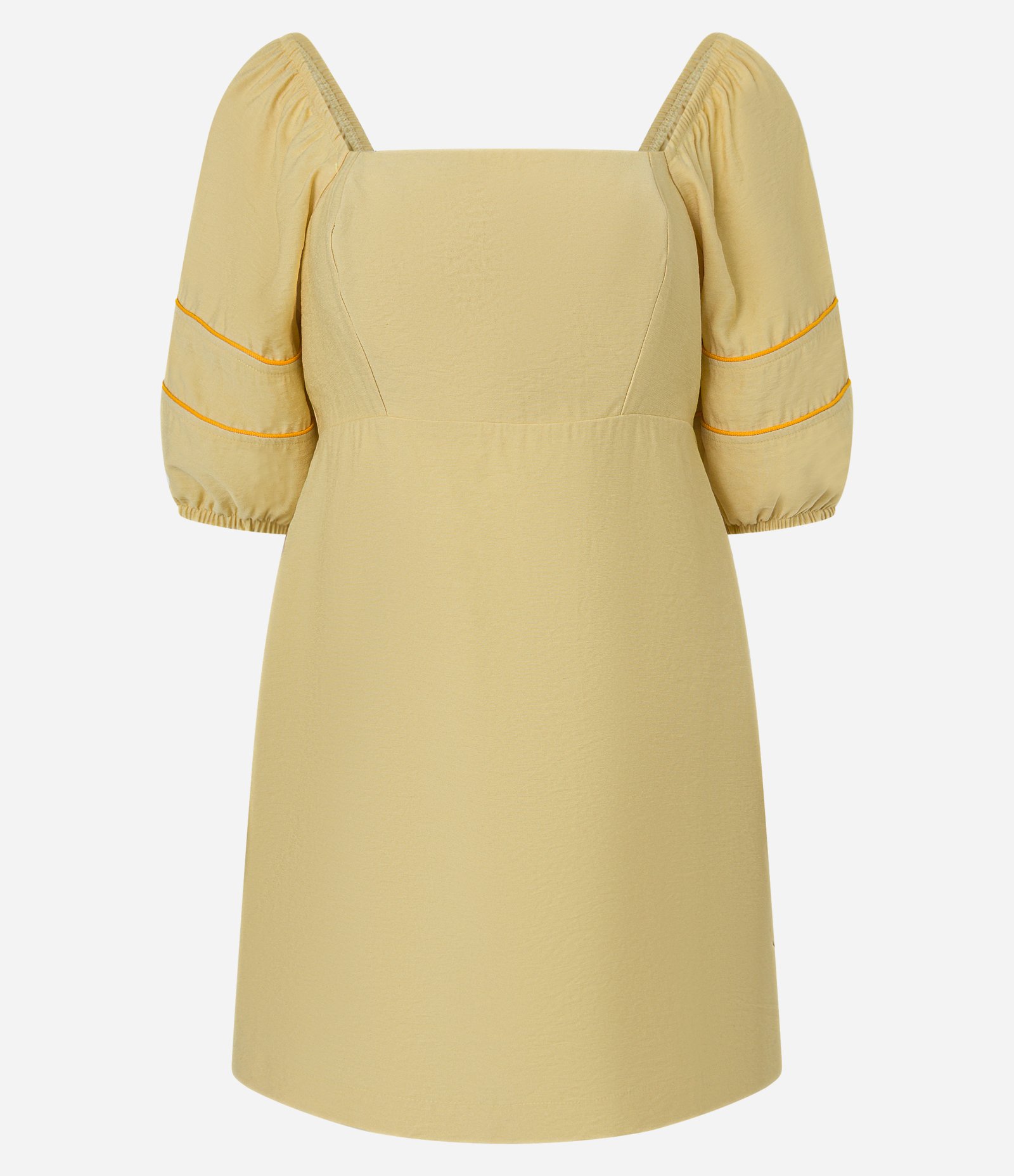 Vestido Curto em Viscose com Pipping Contrastante e Zíper Amarelo 5