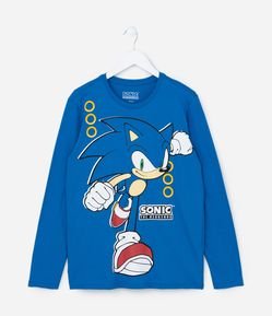 Camiseta Comfort Infantil com Estampa Sonic- Tam 5 a 14 Anos