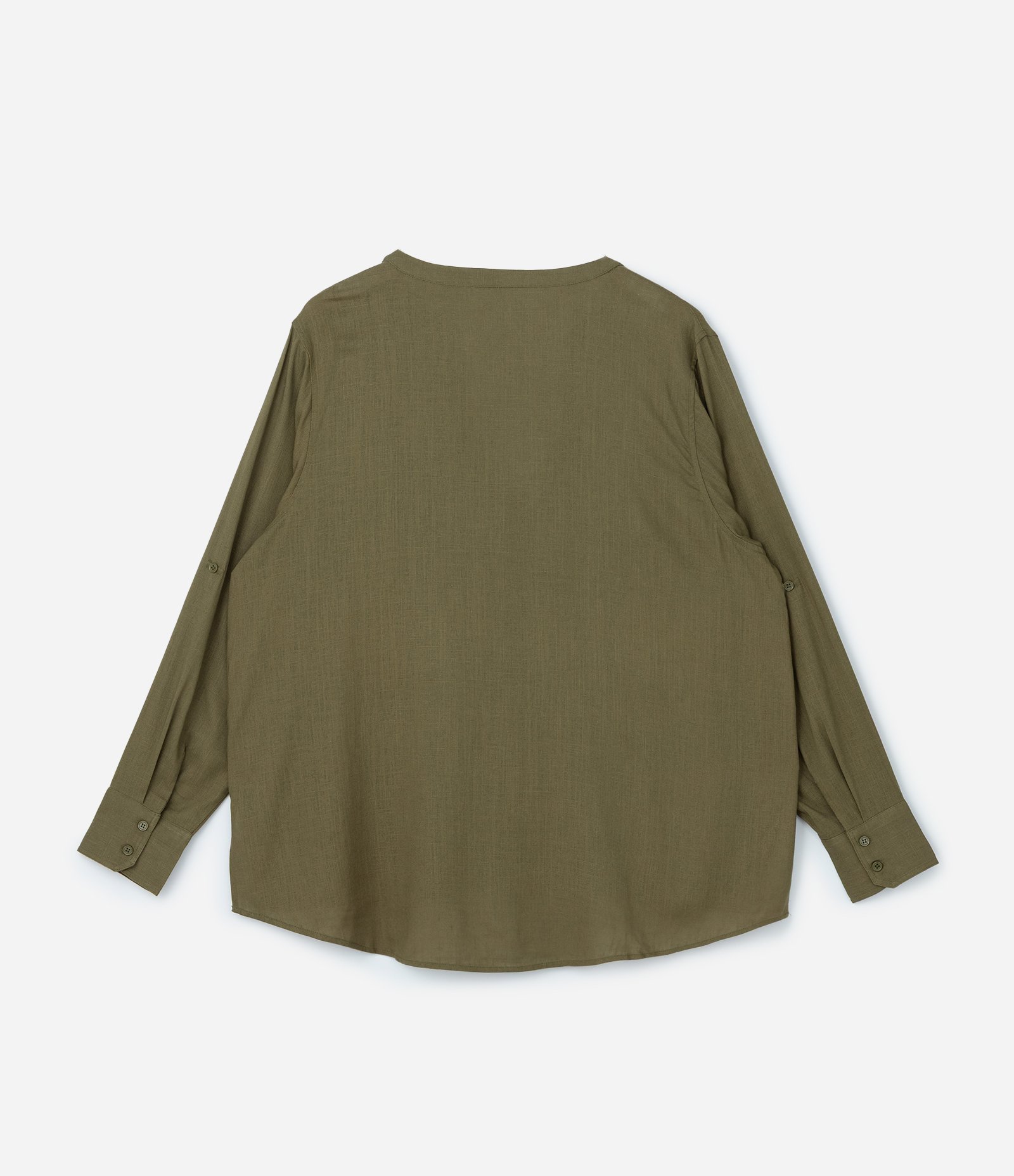 Camisa em Viscose e Linho com Gola Padre Curve & Plus Size Verde 5