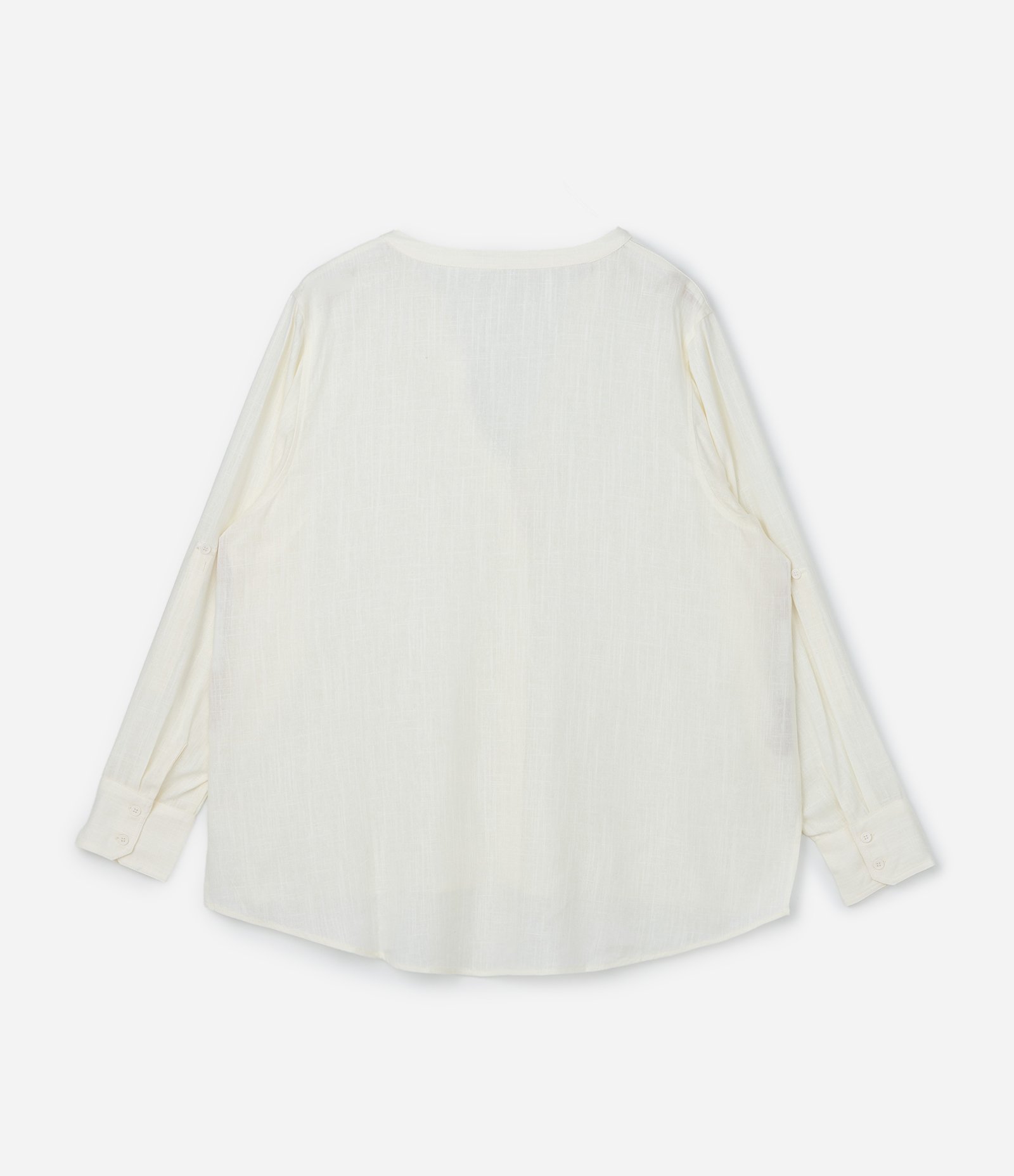 Camisa em Viscose e Linho com Gola Padre Curve & Plus Size Branco 5