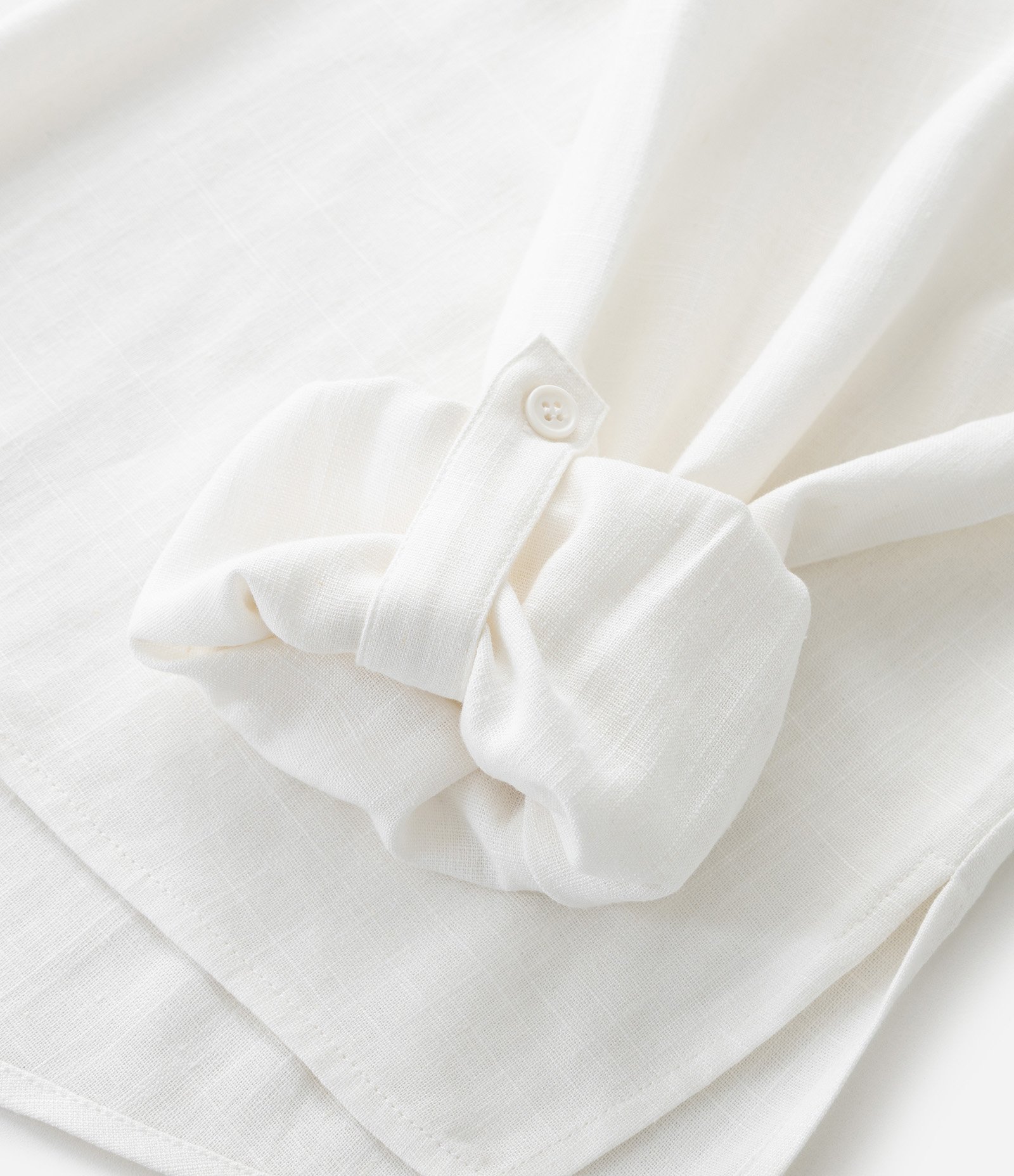 Camisa em Viscose e Linho com Gola Padre Curve & Plus Size Branco 9