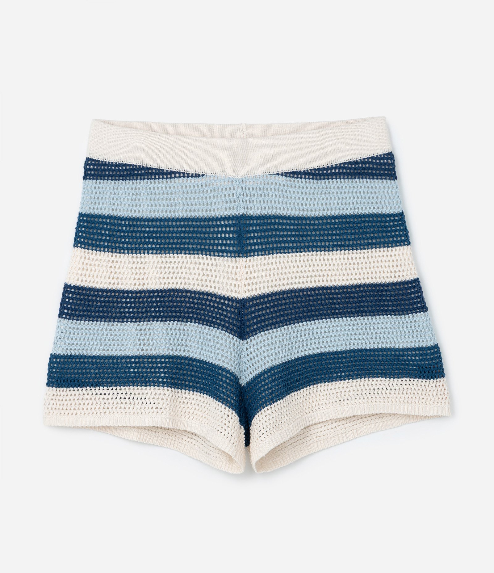 Short Efeito Crochê Listrado Curve & Plus Size Azul/Branco 5